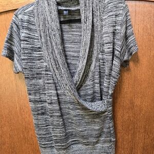 Womens AGB Short-Sleeve Wrap Front Sweater